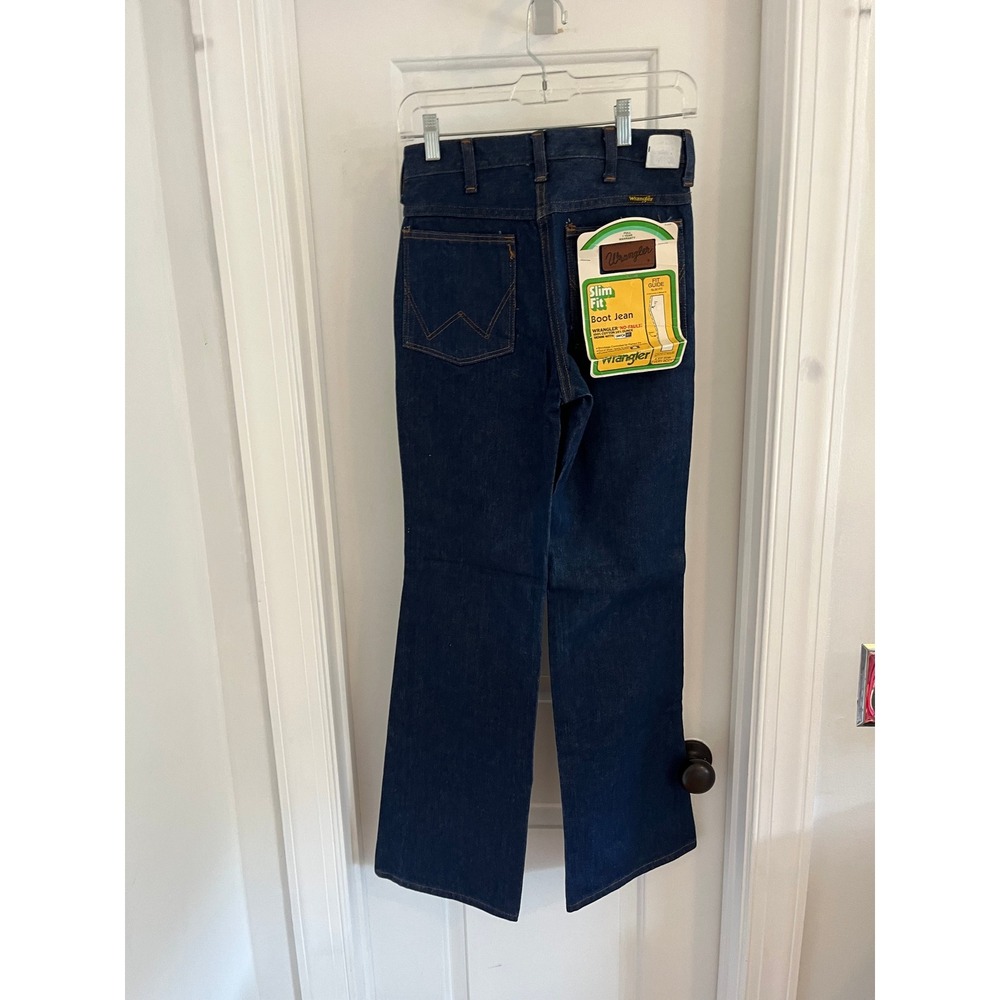 Vintage Wrangler No-Fault Slim Fit Boot Cut Jeans Dark Wash - Picture 2 of 5